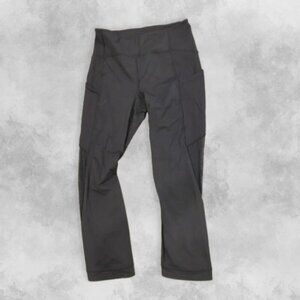 Lululemon Capri Leggings Mid Calf Length Side Pockets Moisture Wicking Black W 6